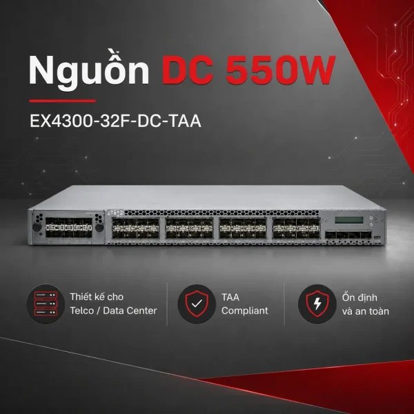 Switch Juniper EX4300-32F-DC-TAA 32 Port SFP, 4 SFP+, 2 QSFP+, 550 WDC PS