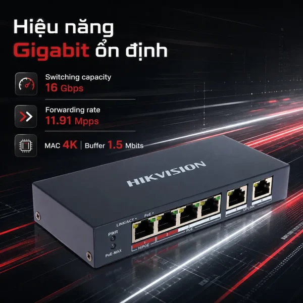Switch mạng Gigabit DS-3E1508-EI 8 cổng HIKVISION
