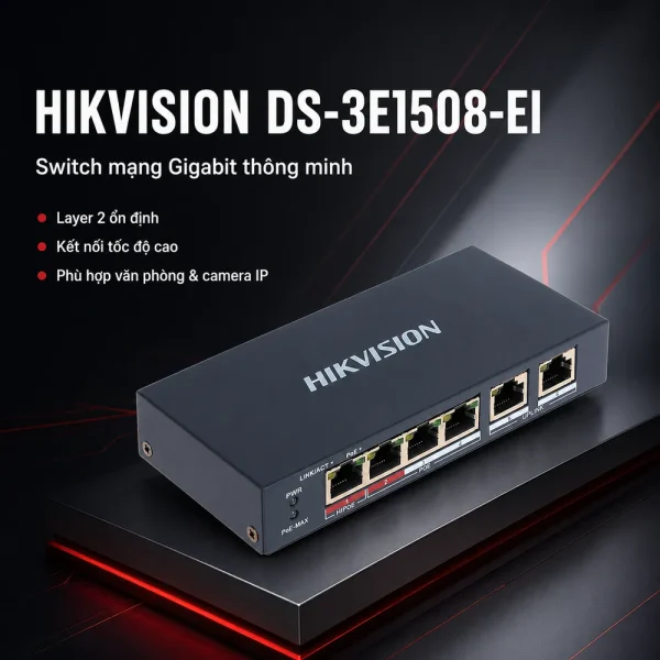 Switch mạng Gigabit DS-3E1508-EI 8 cổng HIKVISION