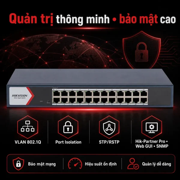 Switch mạng Gigabit DS-3E1524-EI 24 cổng HIKVISION