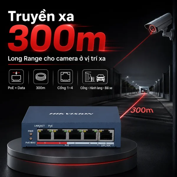 Switch mạng PoE DS-3E0105P-E 5 cổng HIKVISION