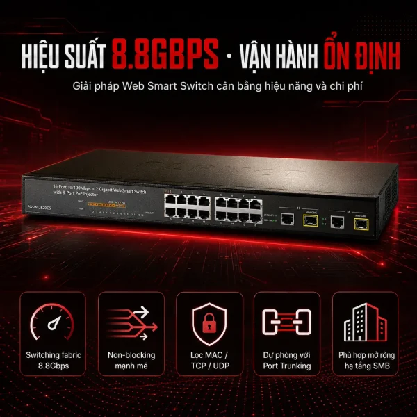 Switch PLANET 24-Port FGSW-2620CS 10/100Mbps