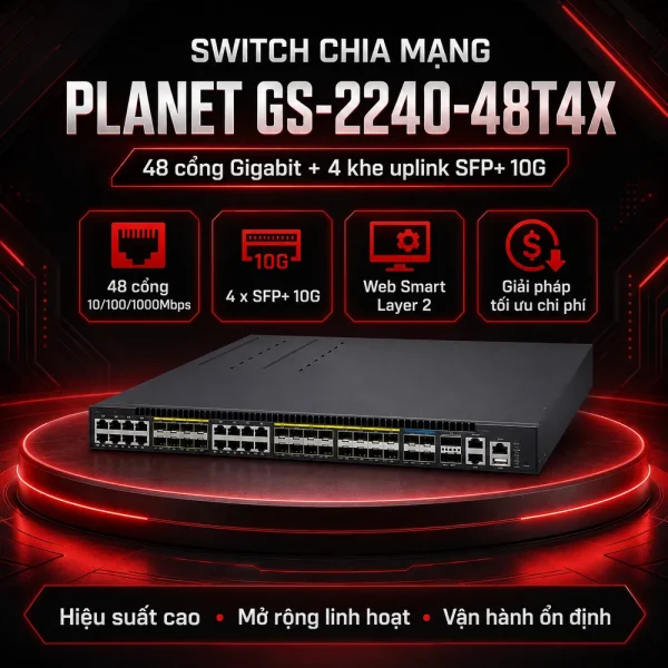 Switch PLANET GS-2240-48T4X 48-port + 4-port 10G SFP