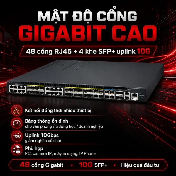 Switch PLANET GS-2240-48T4X 48-port + 4-port 10G SFP