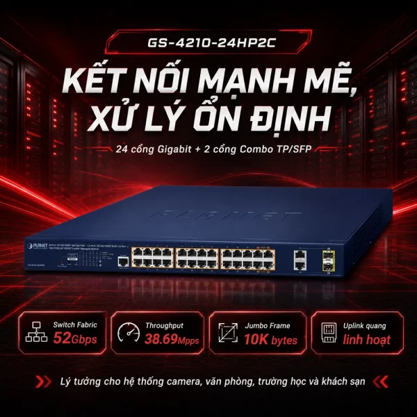 Switch Planet GS-4210-24HP2C 24 10/100/1000 PoE 2x1GTP/SFP