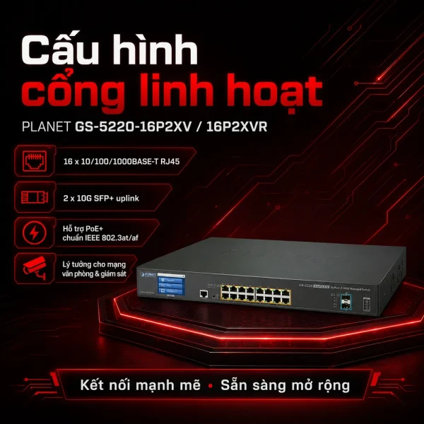 Switch PLANET GS-5220-16P2XV/GS-5220-16P2XVR Switch L2