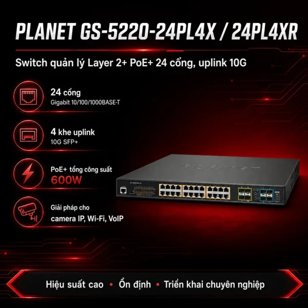 Switch PLANET GS-5220-24PL4X/GS-5220-24PL4XR Switch L2