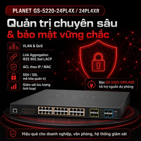Switch PLANET GS-5220-24PL4X/GS-5220-24PL4XR Switch L2