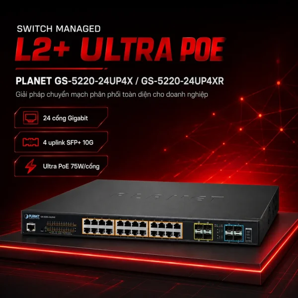 Switch Planet GS-5220-24UP4X/GS-5220-24UP4XR 24x1G PoE