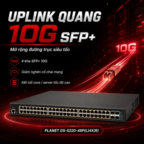 Switch Planet GS-5220-48P(L)4X(R) 48x1G PoE + 4x10G SFP