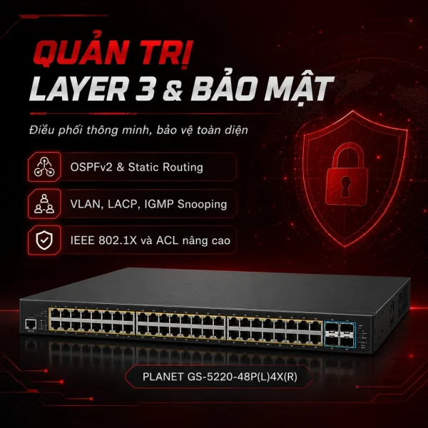 Switch Planet GS-5220-48P(L)4X(R) 48x1G PoE + 4x10G SFP