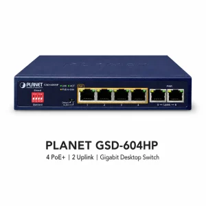 Switch Planet GSD-604HP – 4×10/100/1000T 802.3at PoE