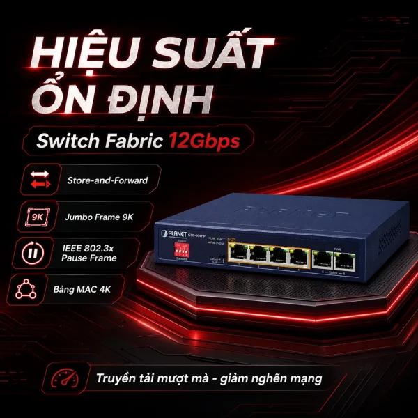 Switch Planet GSD-604HP – 4×10/100/1000T 802.3at PoE