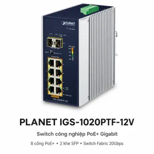 Switch Planet IGS-1020PTF-12V 8x1G 802.3at PoE + 2x1G SFP