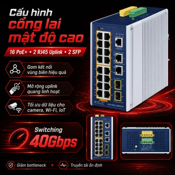 Switch Planet IGS-4215-16P2T2S 16x1G/PoE+ 2x1G RJ45 + 2x1G SFP
