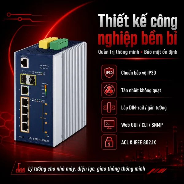 Switch PLANET IGS-5225-4UP1T2S 4x1G 802.3bt PoE