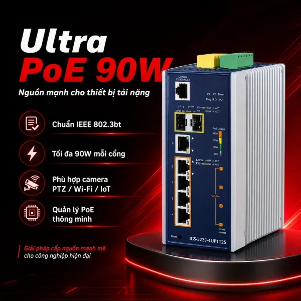 Switch PLANET IGS-5225-4UP1T2S 4x1G 802.3bt PoE