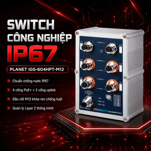 Switch Planet IGS-604HPT-M12 IP67 4x1G 802.3at PoE + 2x1G