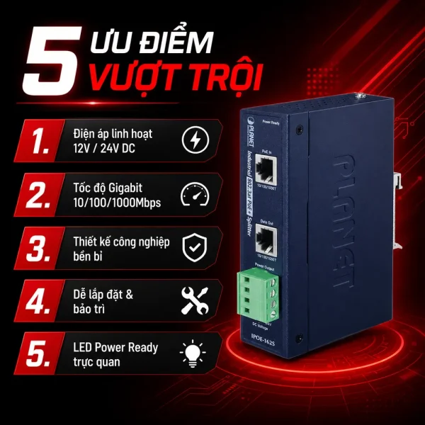 Switch Planet IPOE-162S 802.3at Gigabit công nghiệp