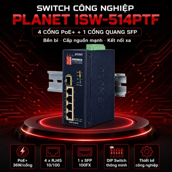Switch Planet ISW-514PTF 4xPort 10/100TX +1xPort SFP