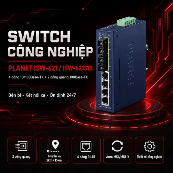 Switch Planet ISW-621 / ISW-621S15 4×10/100Base-TX + 2x100Base-FX