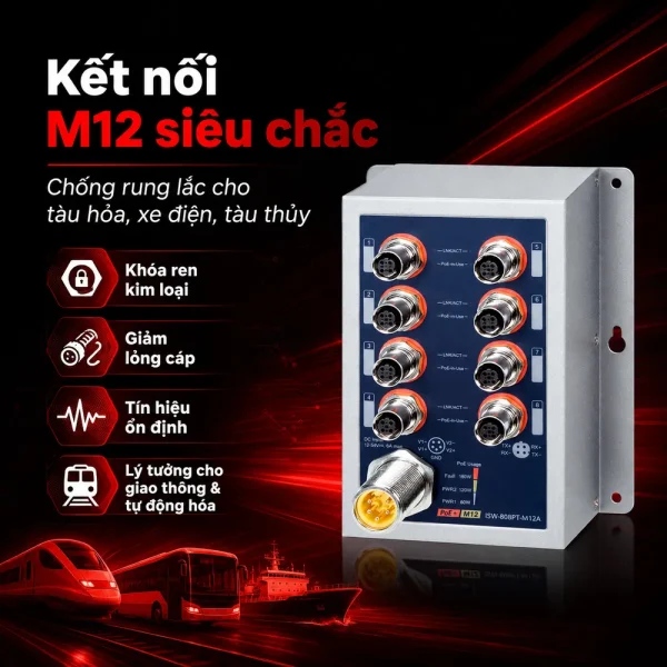 Switch Planet ISW-808PT-M12A 8 cổng 10/100TX M12 802.3at PoE+