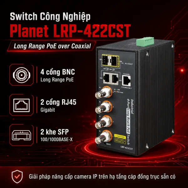 Switch Planet LRP-422CST 4xCoax + 2x1G+ 2xSFP PoE