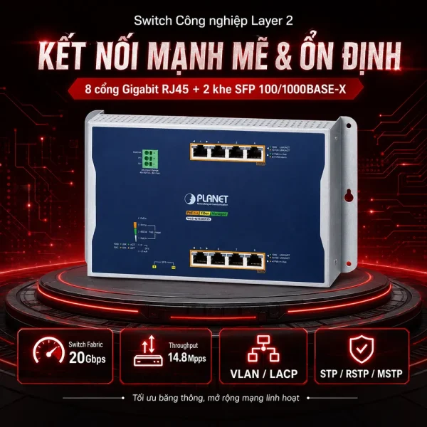Switch Planet WGS-4215-8HP2S 4 cổng PoE + 2x1G SFP