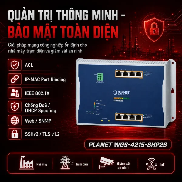 Switch Planet WGS-4215-8HP2S 4 cổng PoE + 2x1G SFP