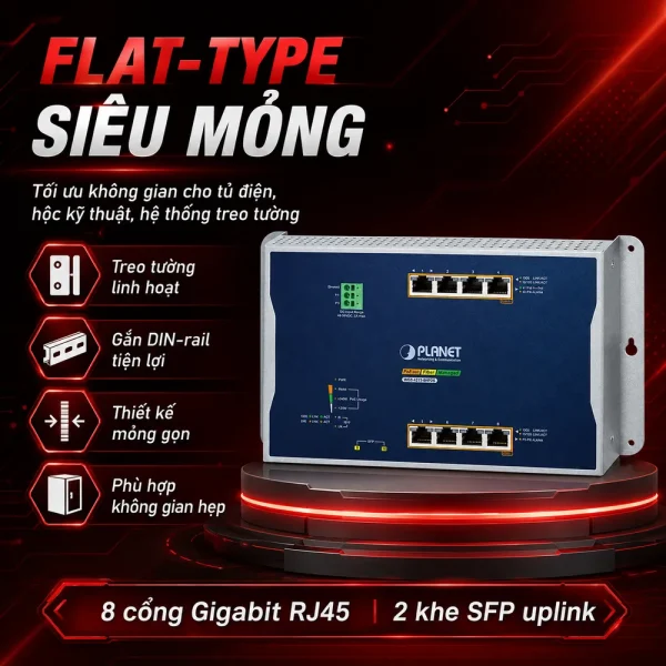 Switch Planet WGS-4215-8HP2S 4 cổng PoE + 2x1G SFP