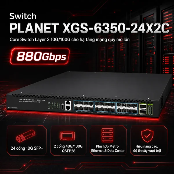 Switch Planet XGS-6350-24X2C Layer 3 24x10G SFP+ + 2x100G QSFP28