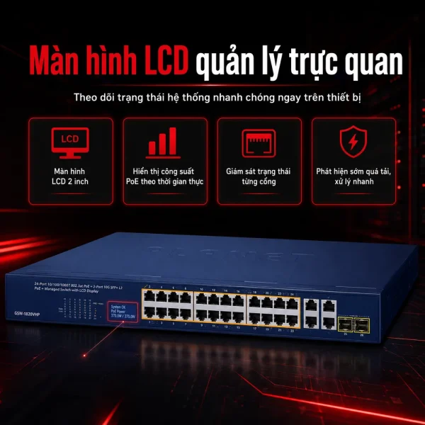 Switch POE Planet GSW-1820VHP 24 cổng PoE