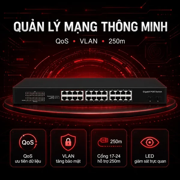 Switch PoE UPCOM POE3024G-2GS 24xPoE 1000M + 2xSFP