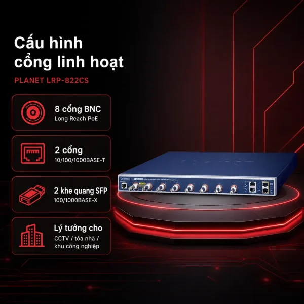 Switch quản lý Planet LRP-822CS 8x PoE + 2x1G + 2x1G SFP