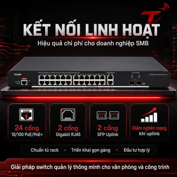 Switch quản lý RUIJIE XS-S1920-24T2GT2SFP-LP-E