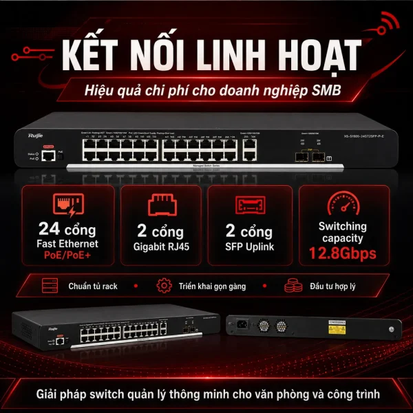 Switch quản lý RUIJIE XS-S1920-24T2GT2SFP-P-E