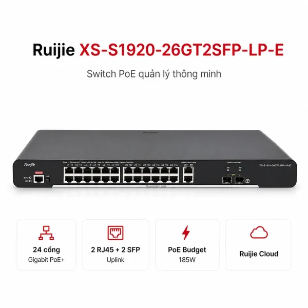 Switch quản lý RUIJIE XS-S1920-26GT2SFP-LP-E