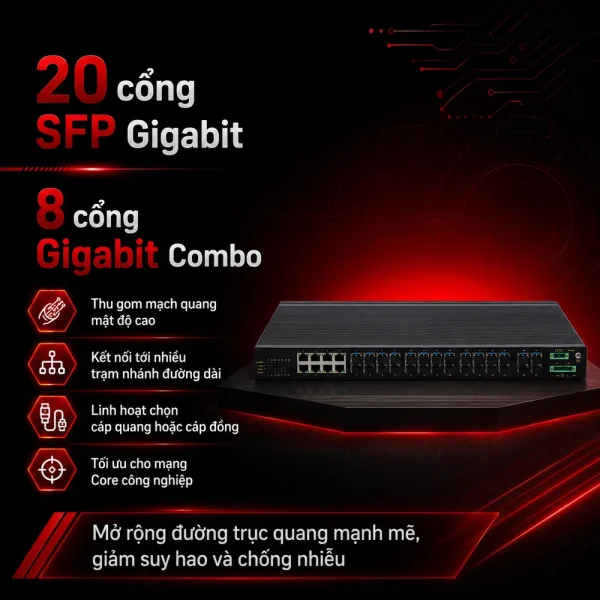 Switch UPCOM ICS1028G-8GC-20GS 8 cổng Gigabit + 20 SFP
