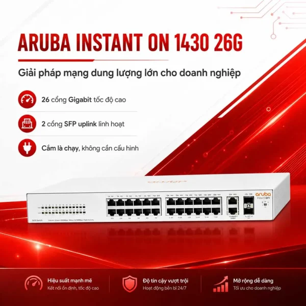 Thiết bị chuyển mạch Aruba Instant On 1430 26G – R8R50A