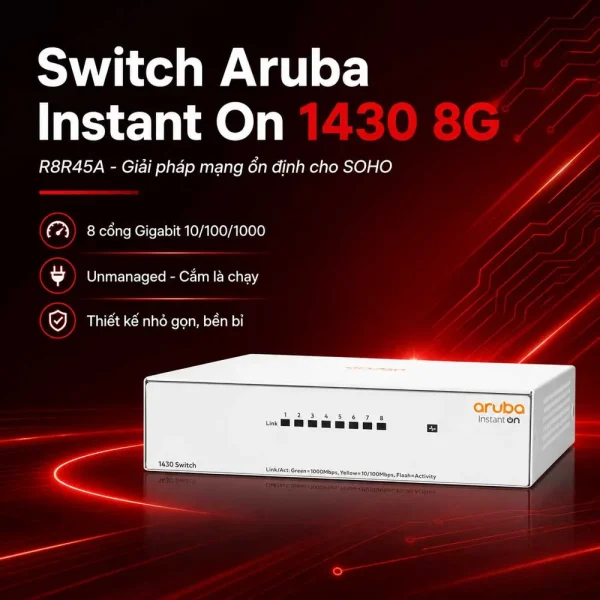 Thiết bị chuyển mạch Aruba Instant On 1430 8G – R8R45A