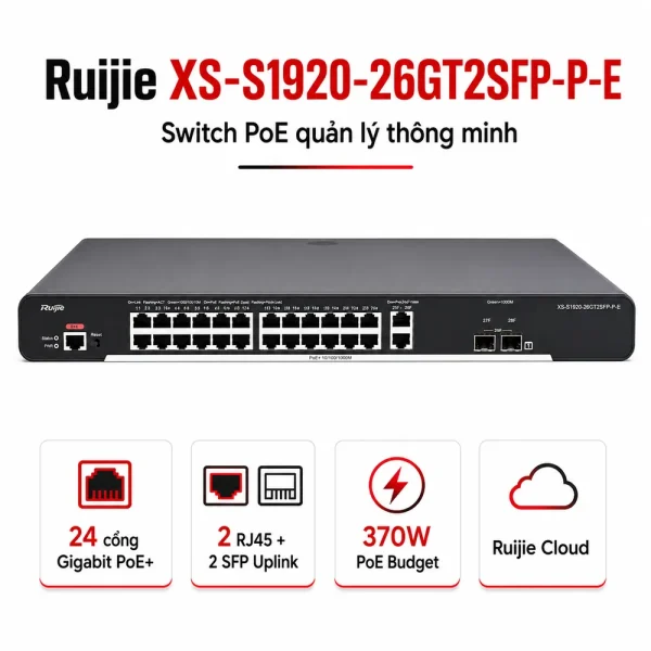 Thiết bị chuyển mạch RUIJIE XS-S1920-26GT2SFP-P-E