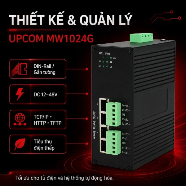 Thiết bị nối tiếp máy chủ cổng Modbus UPCOM MW1024G