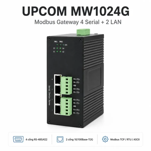 Thiết bị nối tiếp máy chủ cổng Modbus UPCOM MW1024G