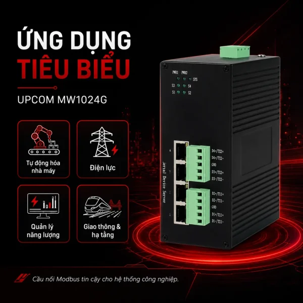Thiết bị nối tiếp máy chủ cổng Modbus UPCOM MW1024G