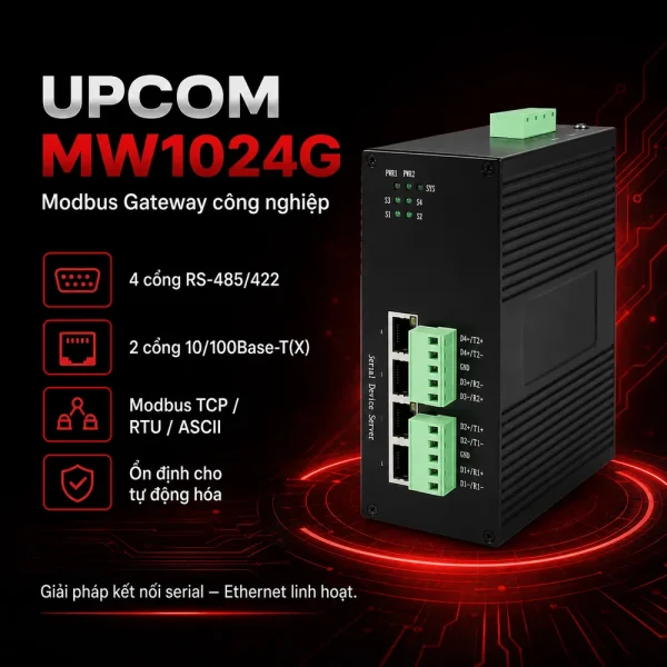 Thiết bị nối tiếp máy chủ cổng Modbus UPCOM MW1024G