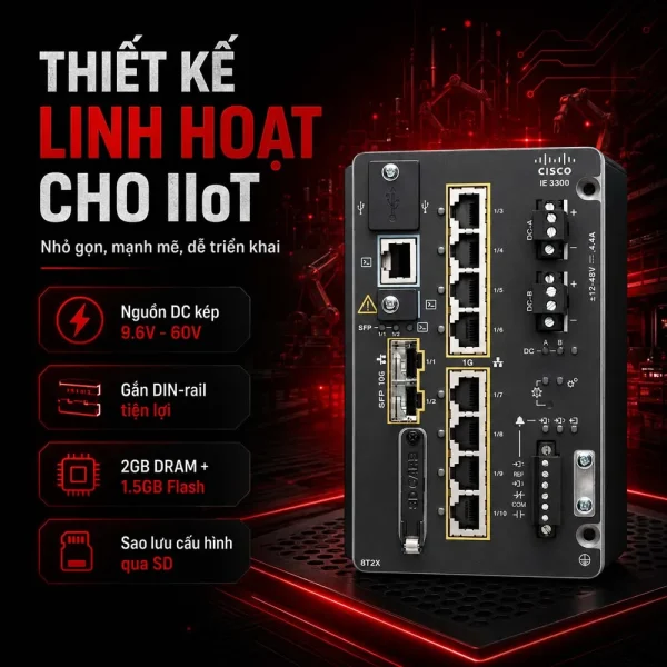 Switch công nghiệp Cisco IE-3300-8T2X-E