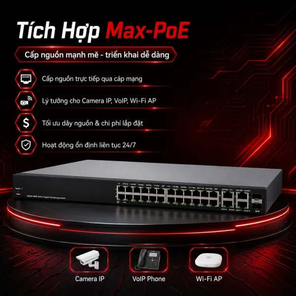 Switch chia mạng Cisco SG300-28MP 28Port 10/100/1000Mbps