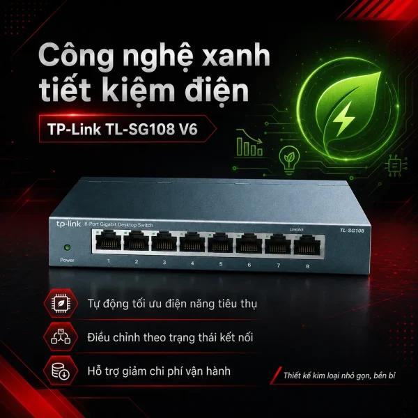 TL-SG108 V6 Switch Để Bàn 8 cổng Gigabit