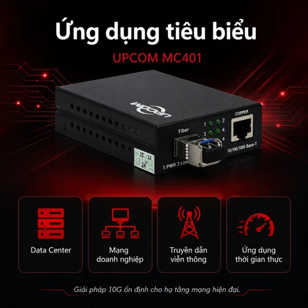 UPCOM MC401 Media Converter 10Gbps 1 cổng SFP + 1 cổng Rj45