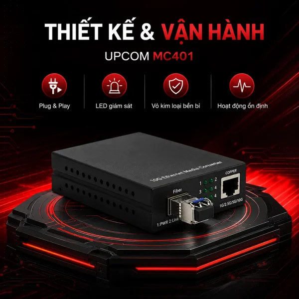 UPCOM MC401 Media Converter 10Gbps 1 cổng SFP + 1 cổng Rj45